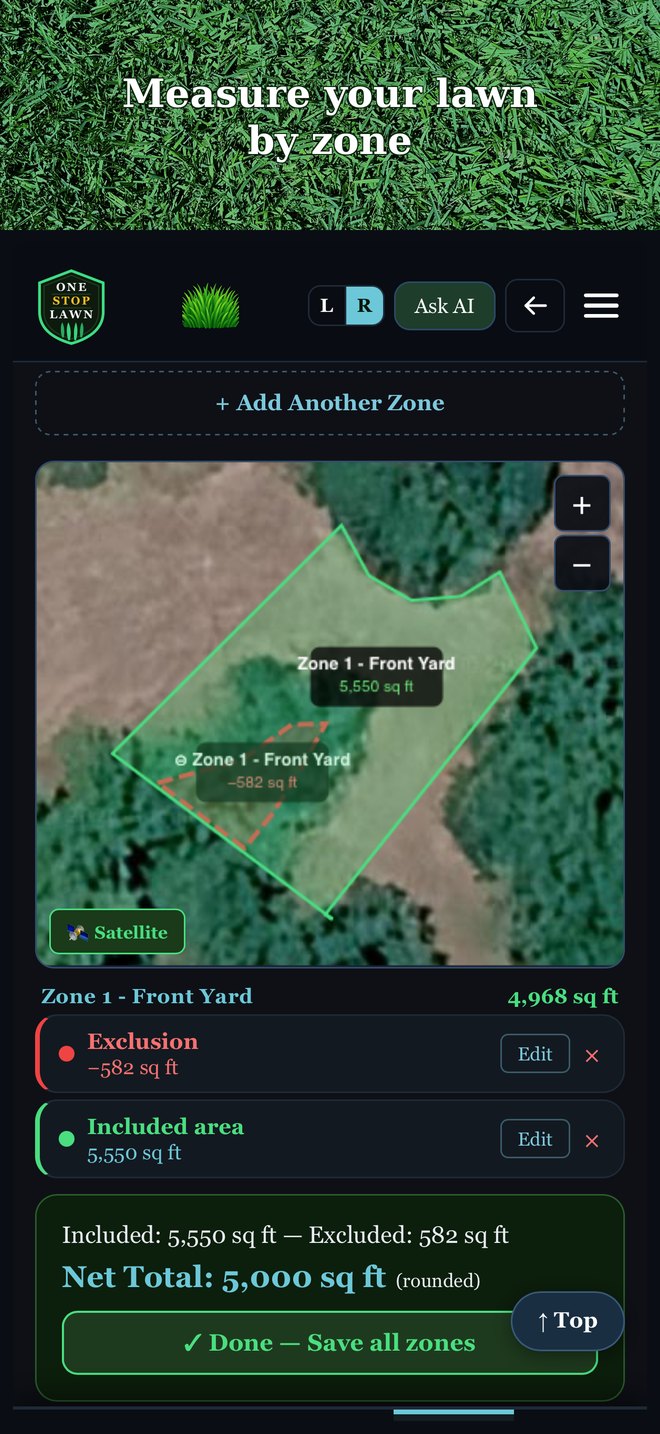 Lawn measurement and area mapping